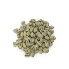 Pile of Raw Green Coffee Beans Isolated on Transparent Background