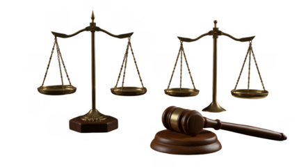 Isolated 3D Illustration of Scales and Gavel Symbolizing Justice and Law
