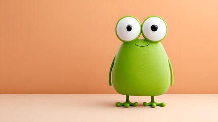 Obraz premium Cheerful cartoon frog character on pastel background