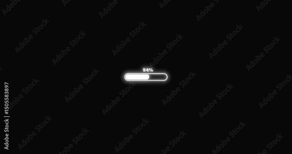 Poster one percent loading bar progress indicator on black background for technology