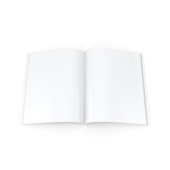 Blank Open Book with White Pages Isolated on Transparent Background