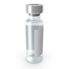 Clear Medical Vial with Silver Cap Isolated on Transparent Background