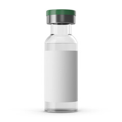 Clear Medical Vial with Silver Cap Isolated on Transparent Background