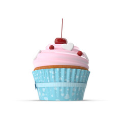 Vanilla Cupcake with Cream Frosting Isolated on Transparent Background