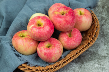 Fresh red Fuji apples in the fruit basket