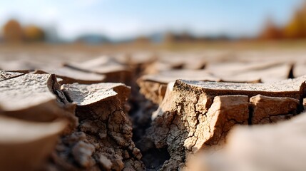 Cracked and parched arid soil due to climate change and drought