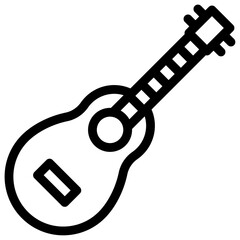 Acoustic guitar icon Black and white outline vector
