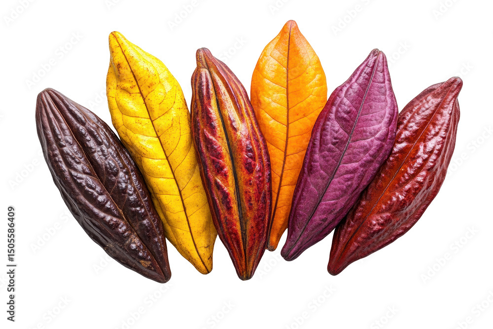 Poster colorful assortment of autumn leaves arranged in a fan shape on a transparent background showcasing 