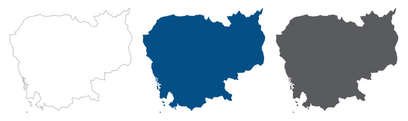 Obraz premium Cambodia map in set. Map of Cambodia in color set.