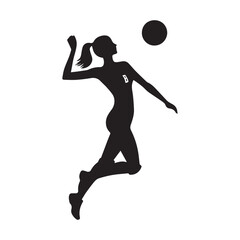 Silhouette of woman volleyball player vector on a white background.