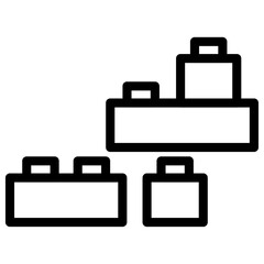 building toy icon Black and white outline vector