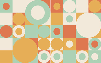Abstract Retro sunset Bubble Colourful scandinavian style pattern seamless background, combination of bubble in grid  © kasan