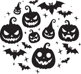 Halloween pumpkin vector black silhouette design.