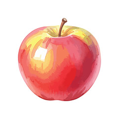 Single Apple Isolated on Transparent Background – Watercolour Illustration