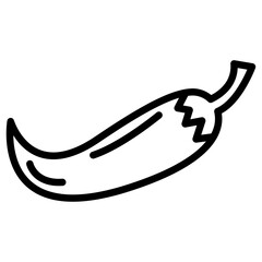 chilli pepper icon Black and white outline vector