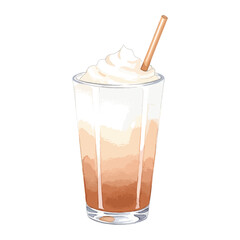 Coffee Frappe Isolated on Transparent Background – Watercolour Illustration