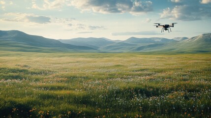 Open landscape with drone