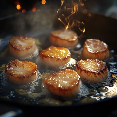 Pan fried scallops