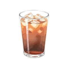 Glass of iced tea Isolated on Transparent Background – Watercolour Illustration