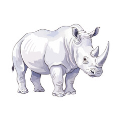 Rhinoceros Isolated on Transparent Background – Watercolour Illustration