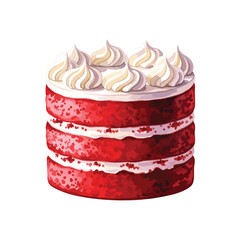 Red Velvet cake Isolated on Transparent Background – Watercolour Illustration