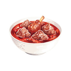 Rogan Josh Curry Isolated on Transparent Background – Watercolour Illustration