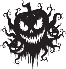 Fototapeta premium Halloween pumpkin vector black silhouette design.