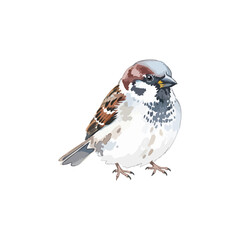 Sparrow bird Isolated on Transparent Background – Watercolour Illustration