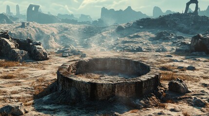 Post apocalyptic landscape scene