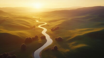 River winding through sunrise landscape