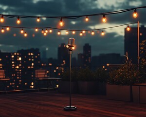 Rooftop gathering twilight