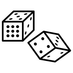 Ludo Dice icon Black and white outline vector