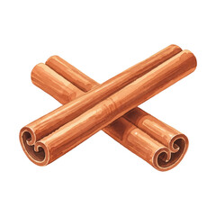 Fresh cinnamon stick Isolated on Transparent Background – Watercolour Illustration