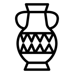 Ornamental vase icon Black and white outline vector