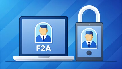 Secure two factor authentication system depicted with laptop tablet and padlock icon