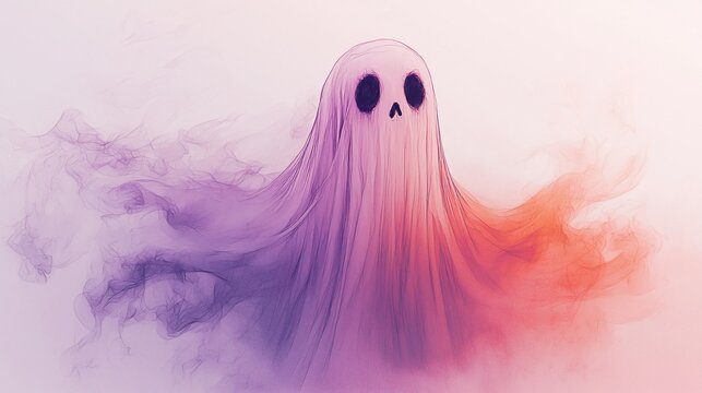 Ghostly Figure in Colorful Smoke