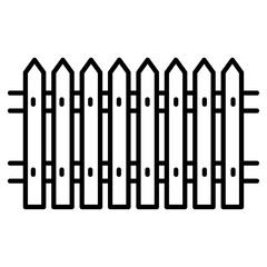 Plank fence icon Black and white outline vector