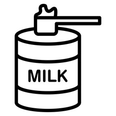 Powdered milk icon Black and white outline vector