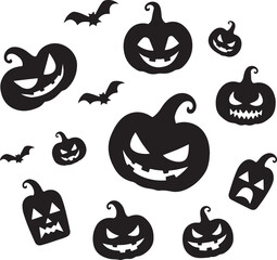 Halloween pumpkin vector black silhouette design.