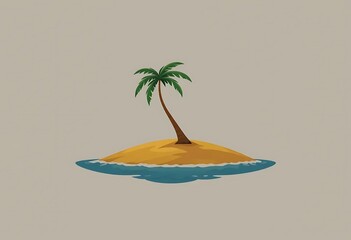 Illustration island palm tree tropical ocean sea sand vacation travel paradise summer beach coast 96