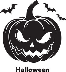 Naklejka premium Halloween pumpkin vector black silhouette design.