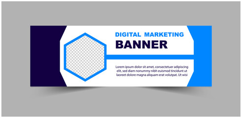 Social Media Cover Banner Design Template Blue Color Digital Marketing Banner For Business Corporate Vector Illustration
