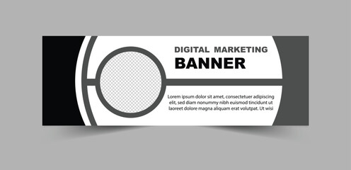 Social Media Cover Banner Design Template Black And Gray Digital Marketing Banner For Business Corporate Vector Illustration