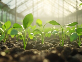 Young plants growing in soil