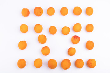 Neatly arranged fresh apricot fruits