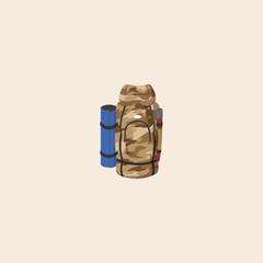 Backpack icon flat vector design.