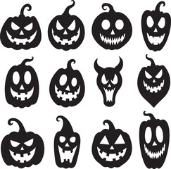 Halloween pumpkin vector black silhouette design.