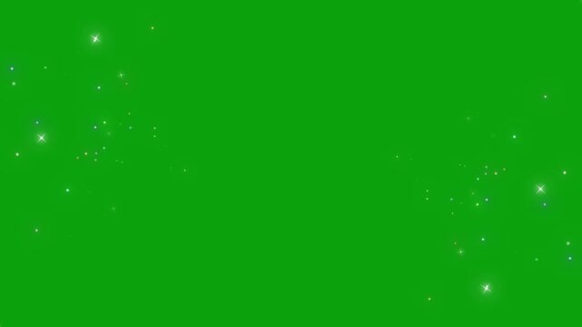Animated Stars Sparkling Particles And Glittering Light Effects On A Green Screen Background, Ideal For Video Overlays, Transitions, And Chroma Keying Projects, Magical Stars Or Festive Touch With Bri