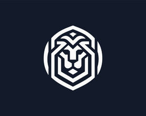 Lion head emblem for power brand logo