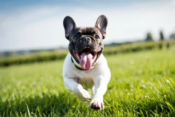 Verduisterende gordijnen フレンチブルドッグが、嬉しそうに草原を走る、元気な犬 © sky studio